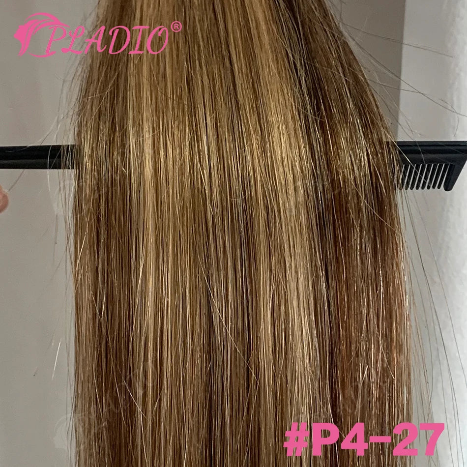 Straight Brazilian Remy human hair wrap-around ponytail extension with clip-in attachment, 12–28 inches