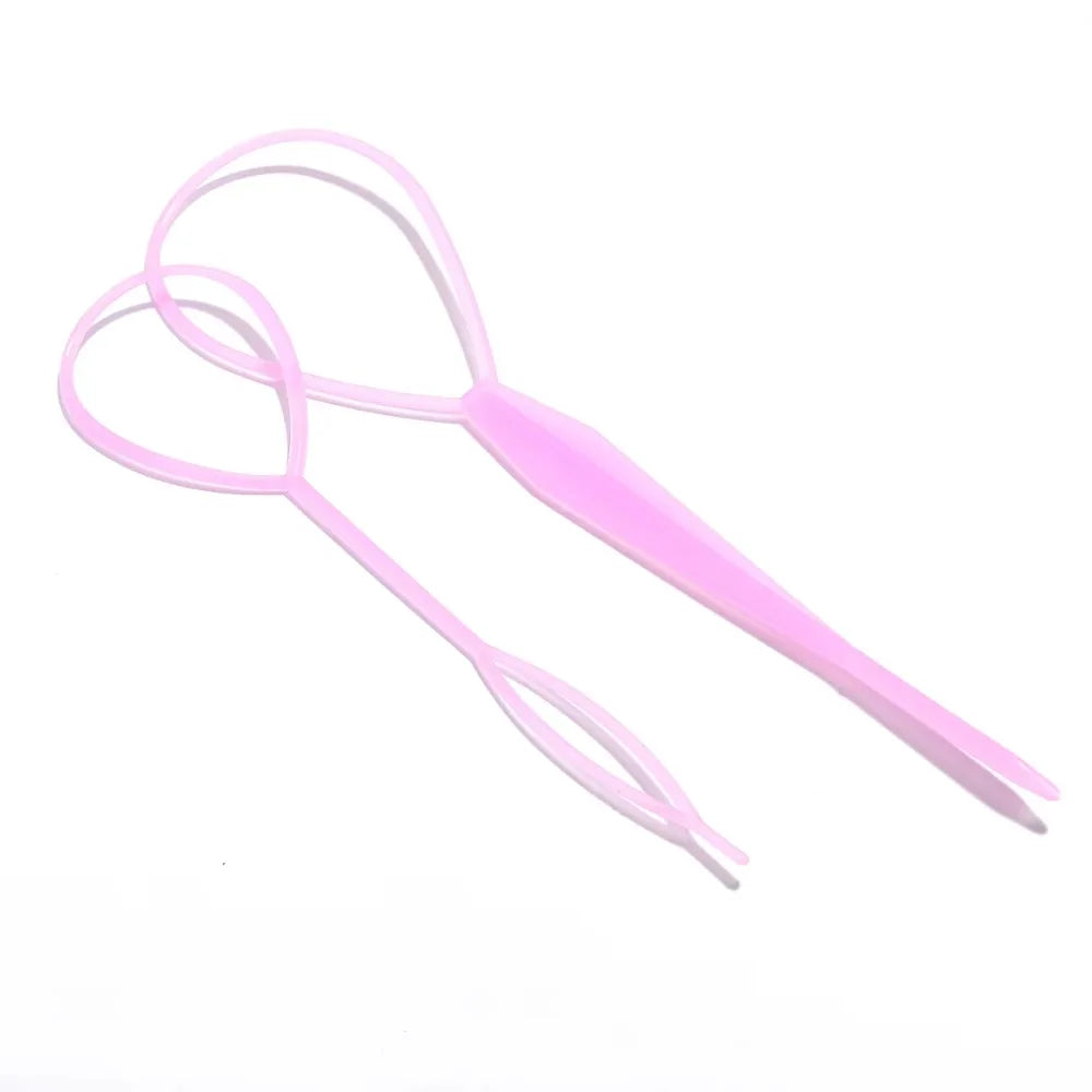 Plastic magic pull hair pin clip for braids and ponytails, HSF Marketplace hair styling tool with multiple pieces for DIY hair styling.