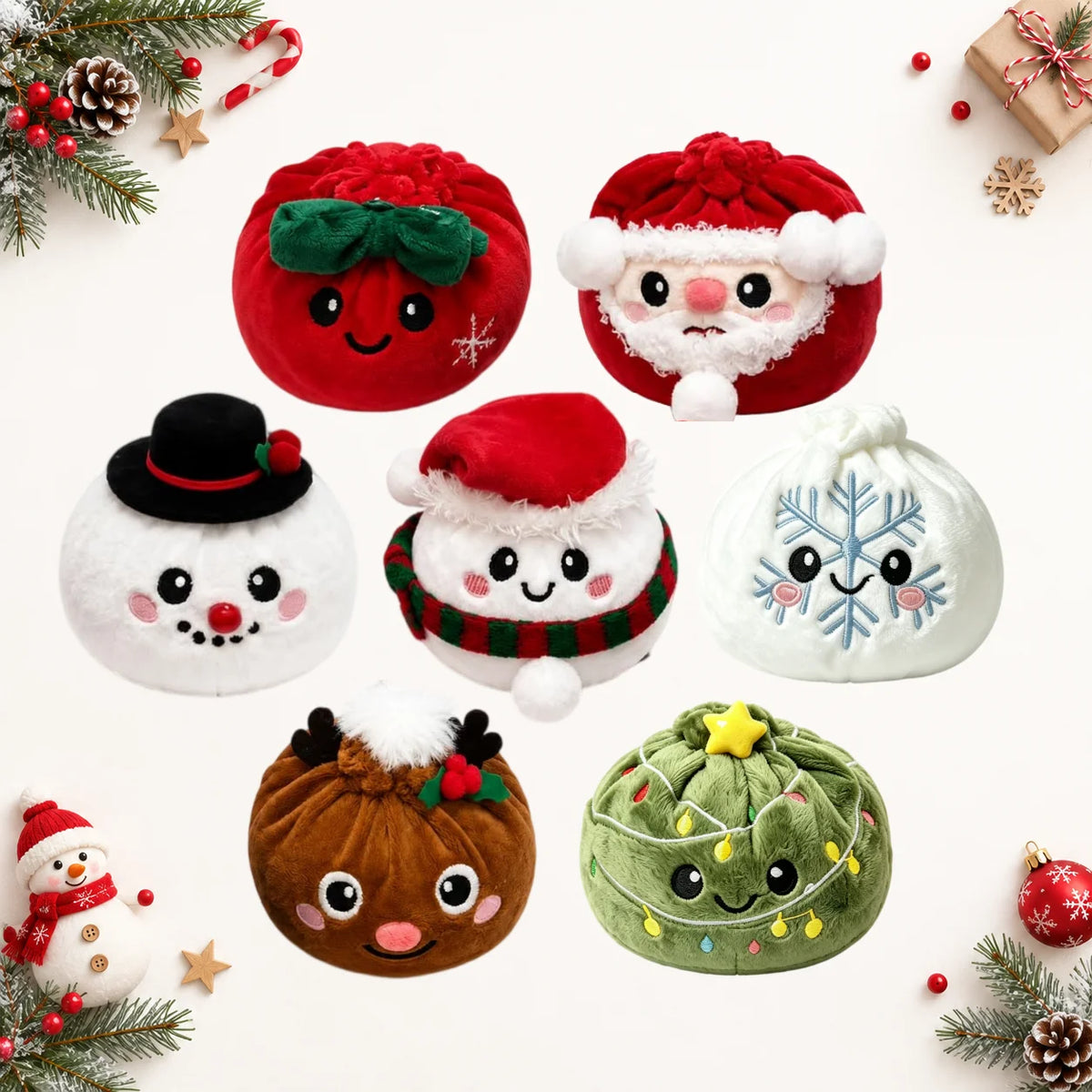 Christmas dumpling plush blind box gift set with 7 fun sensory toy styles by HSF Marketplace