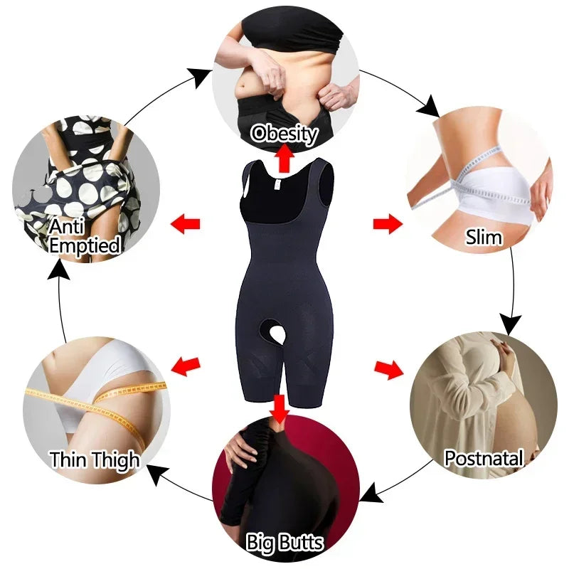 MISSMOLY women’s full-body shapewear bodysuit with open crotch and tummy control, shown in black