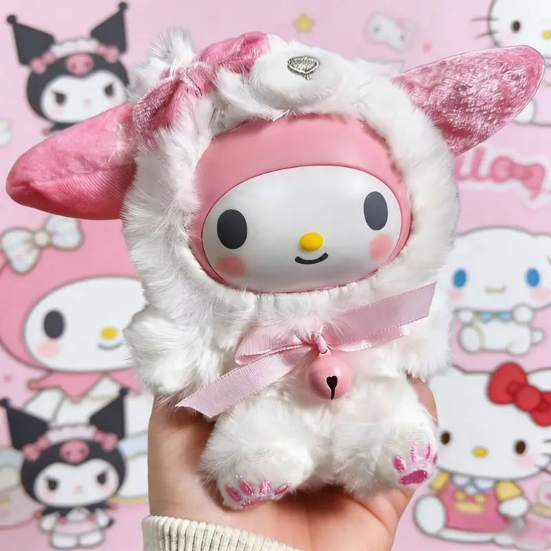Sanrio Fox Island and Blue Flutter Series vinyl plush blind box pendants featuring Hello Kitty and Kuromi in bag charm designs