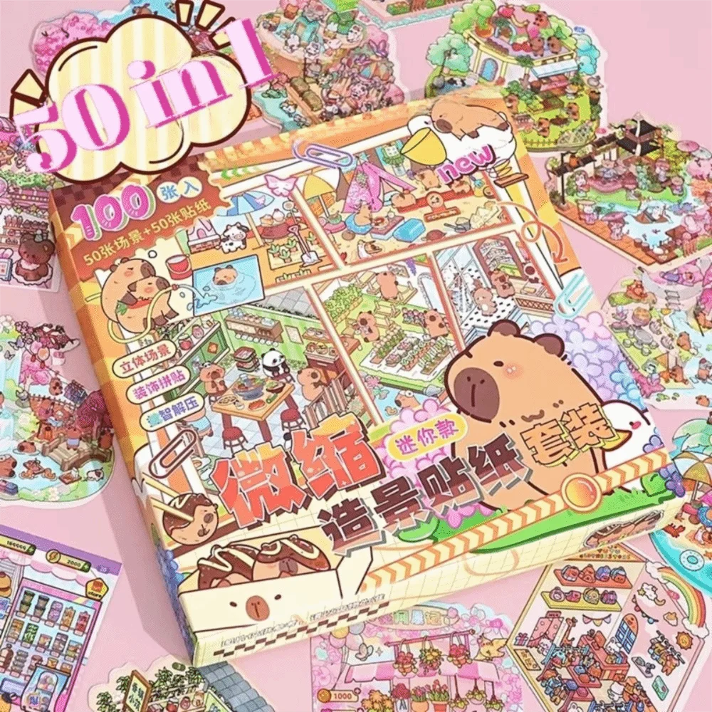 50-in-1 miniature scene landscape stickers for creative DIY projects by HSF Marketplace