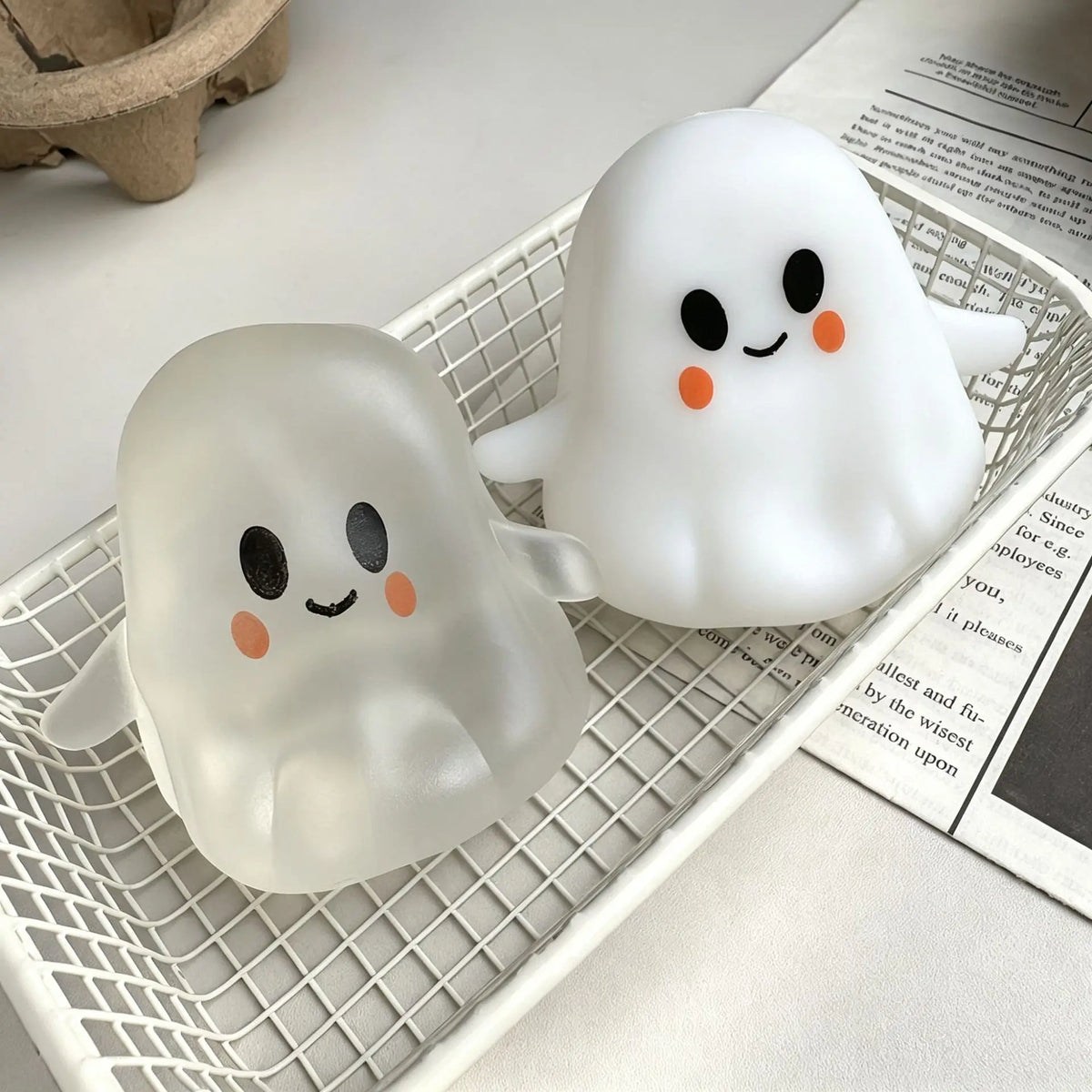 Coconut oil pumpkin ghost squishy toy by HSF Marketplace for stress relief