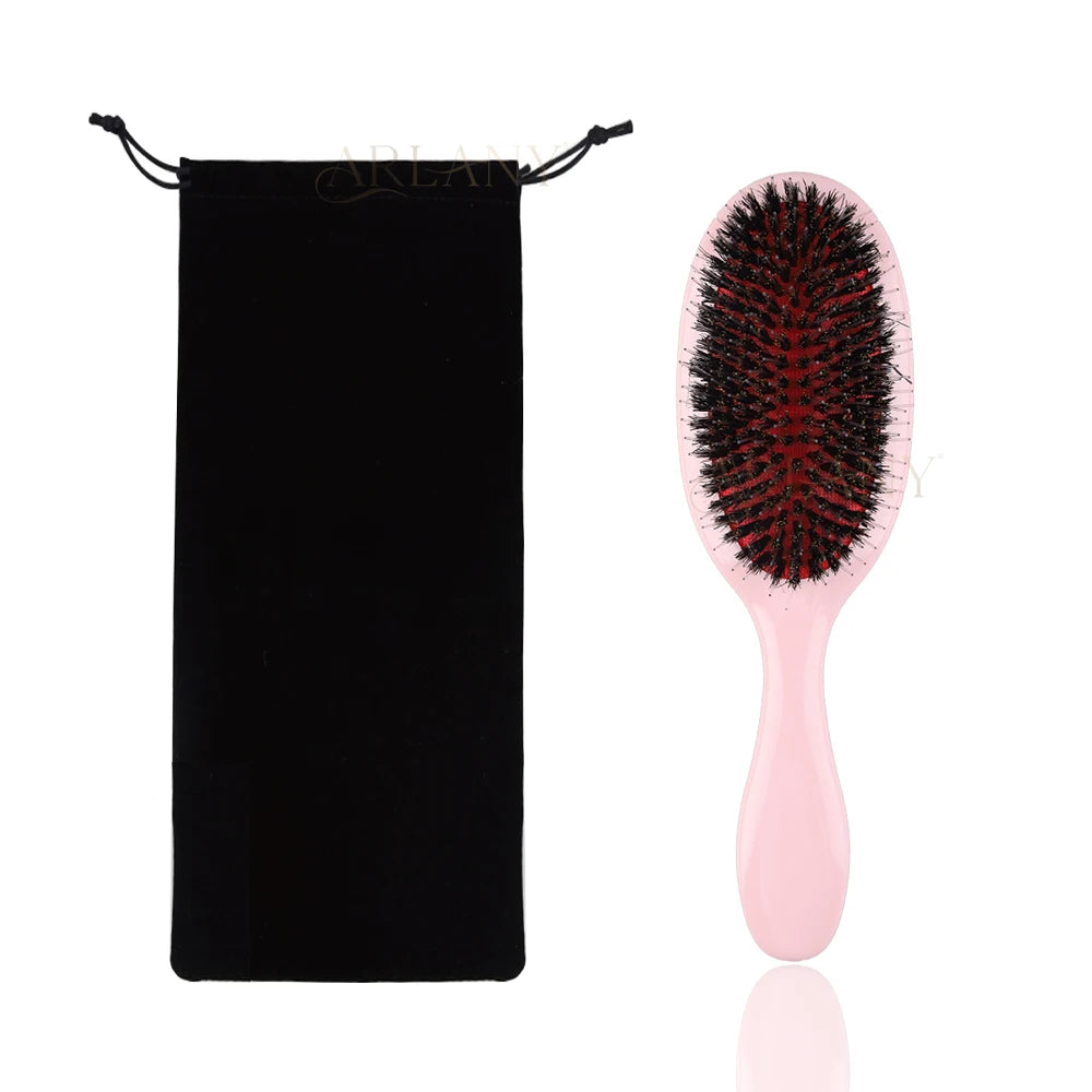 H SF Marketplace ARLANY boar bristle hair brush with massage comb for styling and hair care, suitable for salon and hair extensions.