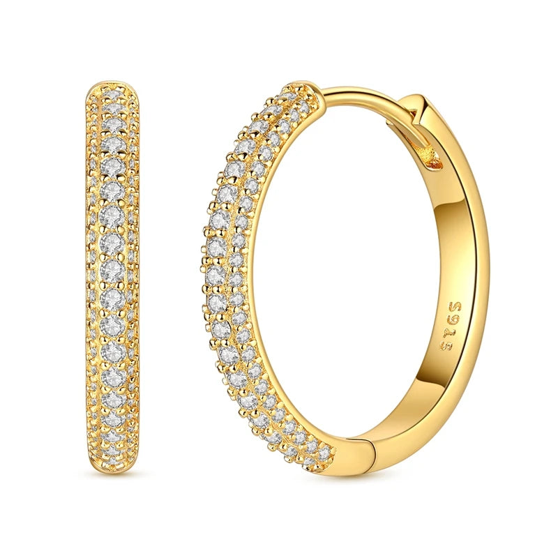 925 sterling silver hoop earrings with zirconia, hypoallergenic jewelry for women and girls
