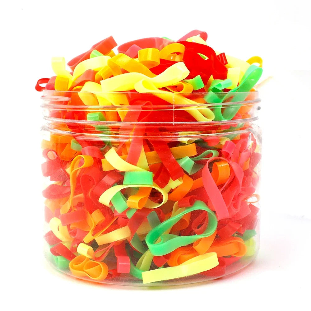 500pcs/box High Elasticity Thicken Disposable Rubber Bands Girls Pigtail Holder Hair Ties Colorful Hair Band Hair Accessories