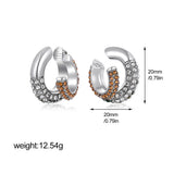 1Pc Minimalist Paved Zircon Double Layer Clip Earrings No Piercing Cartilage Ear Cuff Gold Plated Party Fashion Jewelry Gift