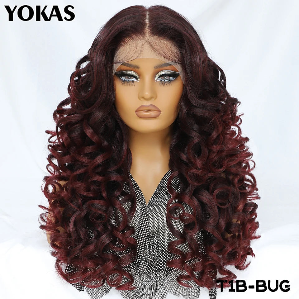Latisha Lace Frontal Wigs 13x6 Synthetic High Temperature Fiber HD Lace Frontal Wigs 24 Inch Loose Curls Lace Wig For Afro Wome