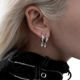 2026 metal four-star hoop earrings with zircon geometric circle design for women, HSF jewelry quartet
