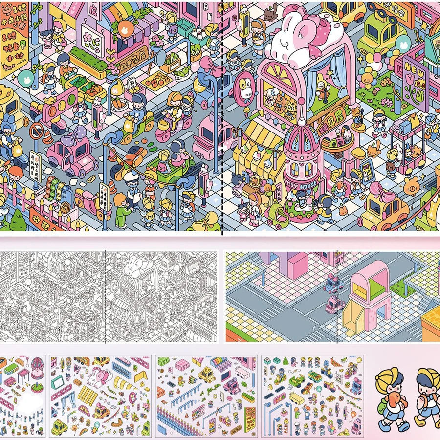 Kawaii 3D city scenery stickers for DIY decor and gifts by HSF Marketplace