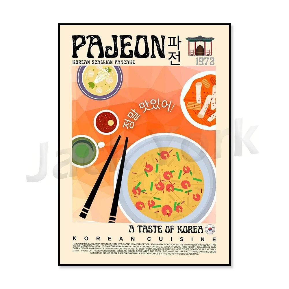 Vintage kimchi poster featuring retro Korean cuisine artwork, K-Culture wall art by HSF Marketplace