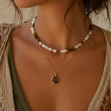 Retro 3 Layers Gold Plated Tiger Eye Stone Necklace For Women Boho Sun Zircon Sun Pendant Beaded Stackable Choker Party Jewelry