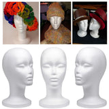 Foam Mannequin Head Wig Head, Female Mannequin Wig Display Stand Holder, Cosmetics Model Head White Foam Heads for Glasses Mask