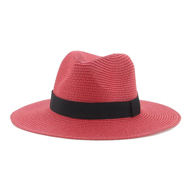 Black ribbon Panama straw hat for women, lightweight spring and summer sun protection by HSF Marketplace