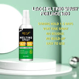 GOIPLE Lace Wig Install and Removal Kit with melting spray, edge control wax brush, elastic band, hair caps, and adhesive remover.