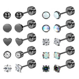 10 pairs flat back stainless steel earrings for sensitive ears by HSF Marketplace