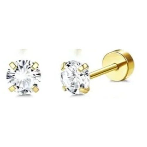Drperfect 1Pair Flat Back Earrings for Women Surgical Steel Earrings for Sensitive Ears Hoop Stud Cartilage Tragus Piercings
