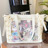 Holographic Japanese Ita Bag from HSF Marketplace, large transparent shoulder tote with lolita style and ample capacity for casual use.