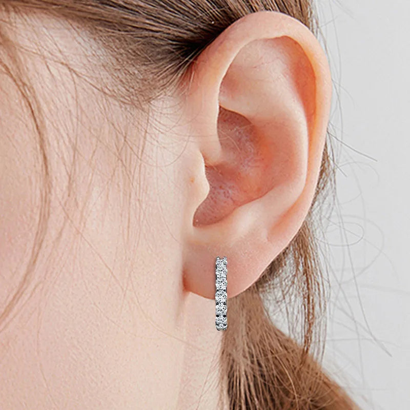 3.0 D color moissanite hoop earring in 925 sterling silver for women, wedding and party jewelry