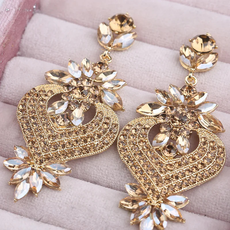 Chic champagne crystal chandelier earrings for women, HSF Marketplace jewelry haugesund