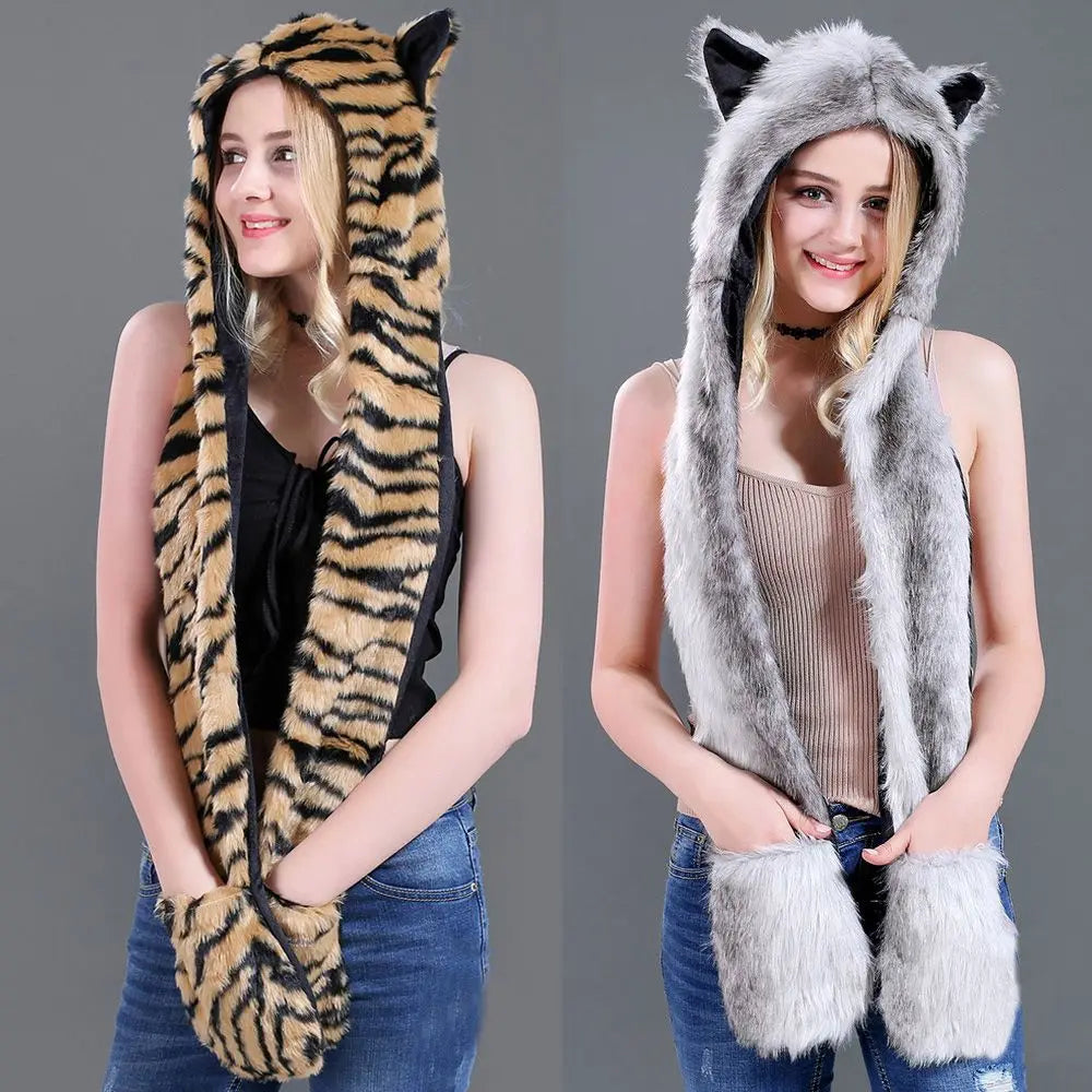 3-in-1 winter warm earmuff hat with scarf and gloves set by HSF Marketplace