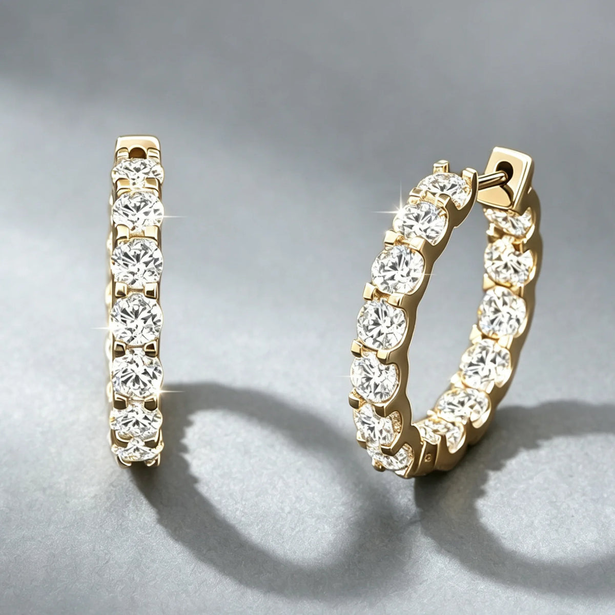3.0 D color moissanite hoop earring in 925 sterling silver for women, wedding and party jewelry