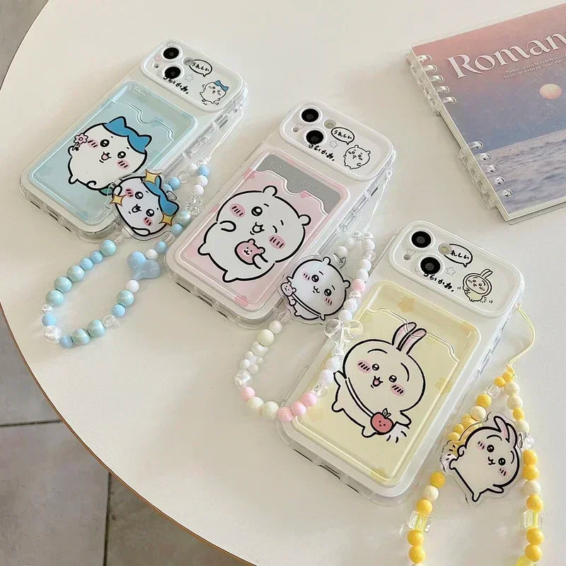 Cute cartoon anime Chiikawa card wallet case for iPhone 11–16, HSF Marketplace phone case