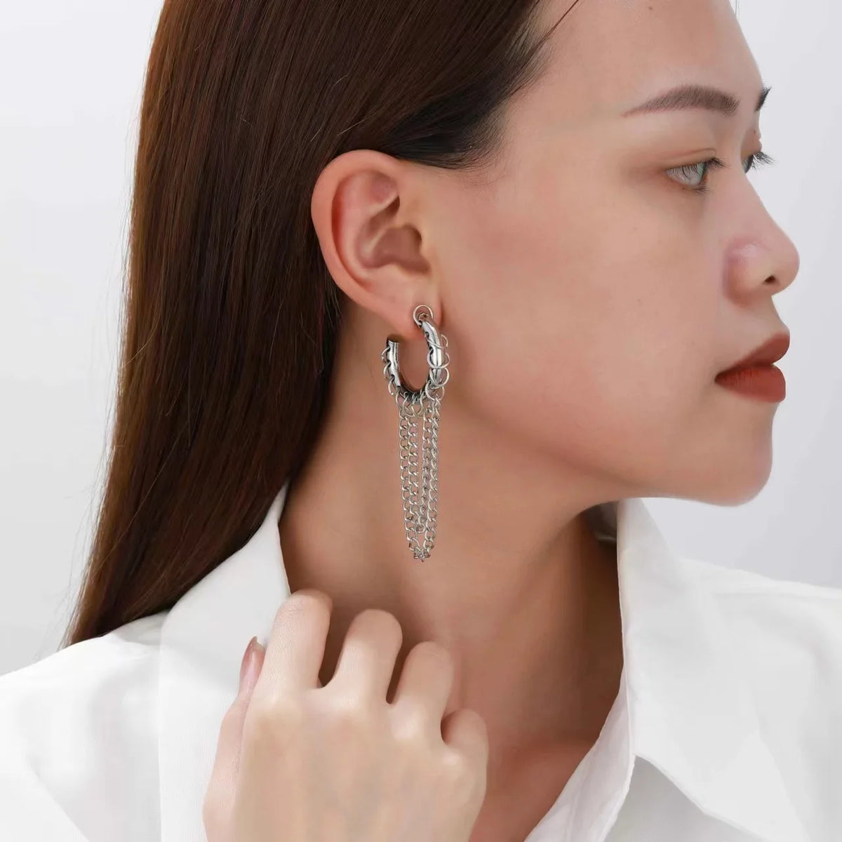 European American exaggerated long fringe earrings for women, stylish temperament jewelry accessories