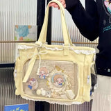 Large capacity transparent Japanese Ita Bag by HSF Marketplace featuring a cute Y2K Lolita style shoulder tote bag with crossbody design.