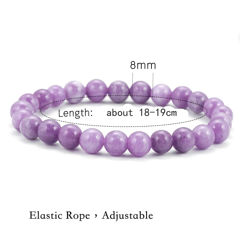 8mm Purple Jade Bracelet Men Women Healing Gemstone Fine Jewelry  Jades Bracelets Bangle For Women
