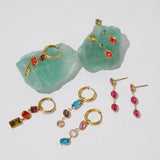 Multicolor geometric drop earrings with 18K gold plating by HSF Marketplace