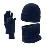 Men's warm knit beanie hat, scarf and gloves winter set in a coordinated design