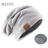 Women's HSF knitted bonnet hat in solid color, soft casual turban-style beanie for autumn and spring