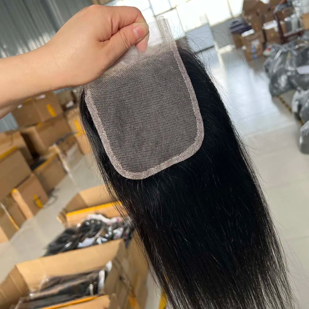Human Hair Bundles with 4x4 Closure 18A Straight Bundles Human Hair Weft With 13X4 Frontal Real Burmese Remy Hair Extension Sale
