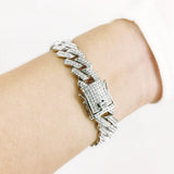 Men's Cuban Link Necklace with rhinestones, 14mm width, iced out CZ chain, hip hop style jewelry by HSF Marketplace.