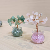 Natural Crystal Raw Stone Fortune Gravel Crystal Tree, Hand-Woven mini Lucky Crystal Tree Ornament for Home and Car