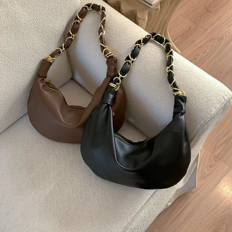 Stylish PU leather hobo shoulder bag for women by HSF Marketplace, spacious handbag with slouchy design