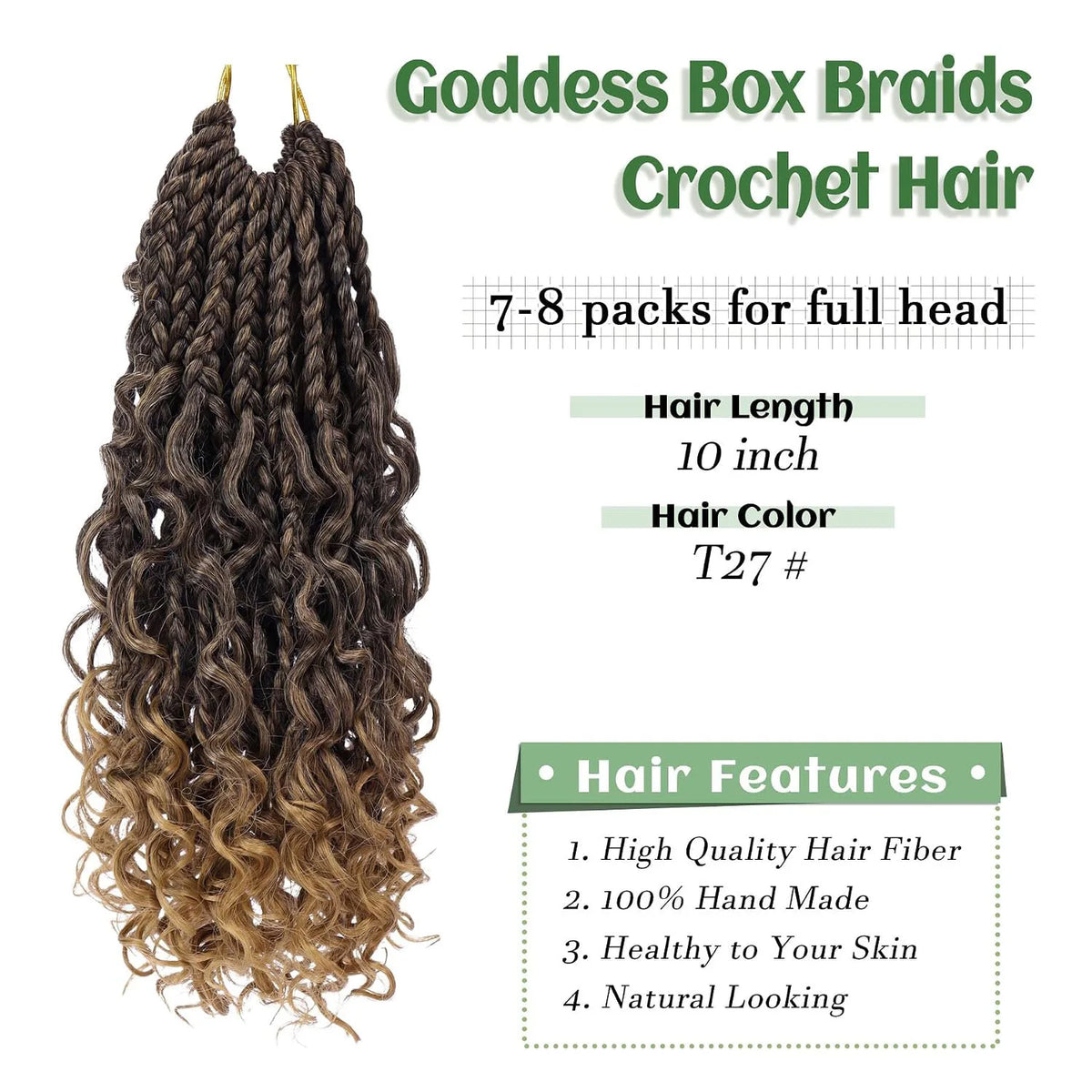 Goddess Box Braids Crochet Hair With Curly Ends 10 Inch Bohomian Box Braids Crochet Braids Synthetic Braiding Hair Extensions