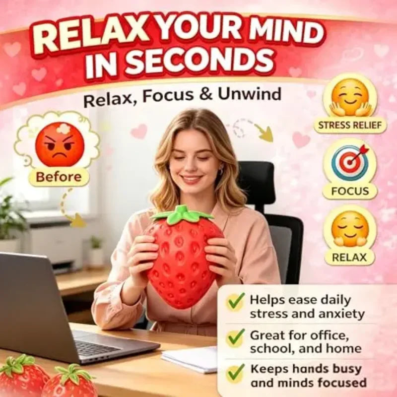2026 Giant Strawberry Squishy Toy, Extra Large Slow Rising Fidget Squeeze Ball, Stress Relief Sensory Fruit Toy Gift for Adults