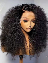 38 40 Inch 250% Density Kinky Curly 13X4 HD Lace Front Ideal Jerry Curly Wave HD Transparent 13x6 Lace Front Wig Brazilian Human Hair Natural Black Curly Wave Wig Pre Plucked With Baby Hair For Women