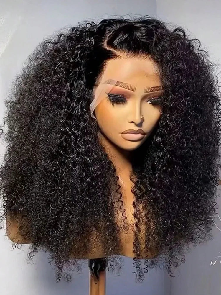 38 40 Inch 250% Density Kinky Curly 13X4 HD Lace Front Ideal Jerry Curly Wave HD Transparent 13x6 Lace Front Wig Brazilian Human Hair Natural Black Curly Wave Wig Pre Plucked With Baby Hair For Women