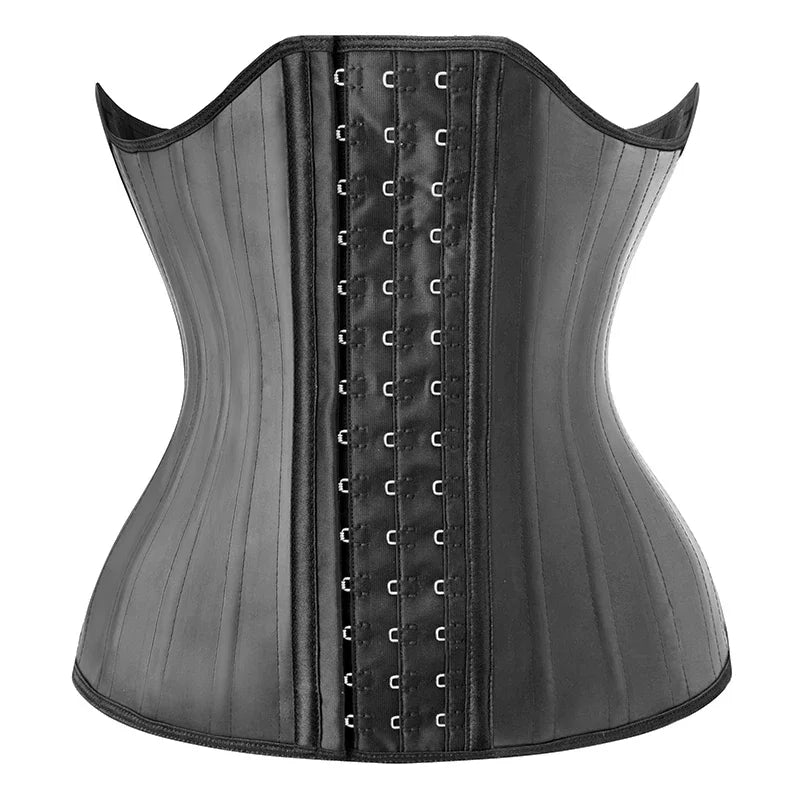 Women’s latex waist trainer corset with 25 steel bones, slimming belly shapewear girdle and adjustable straps