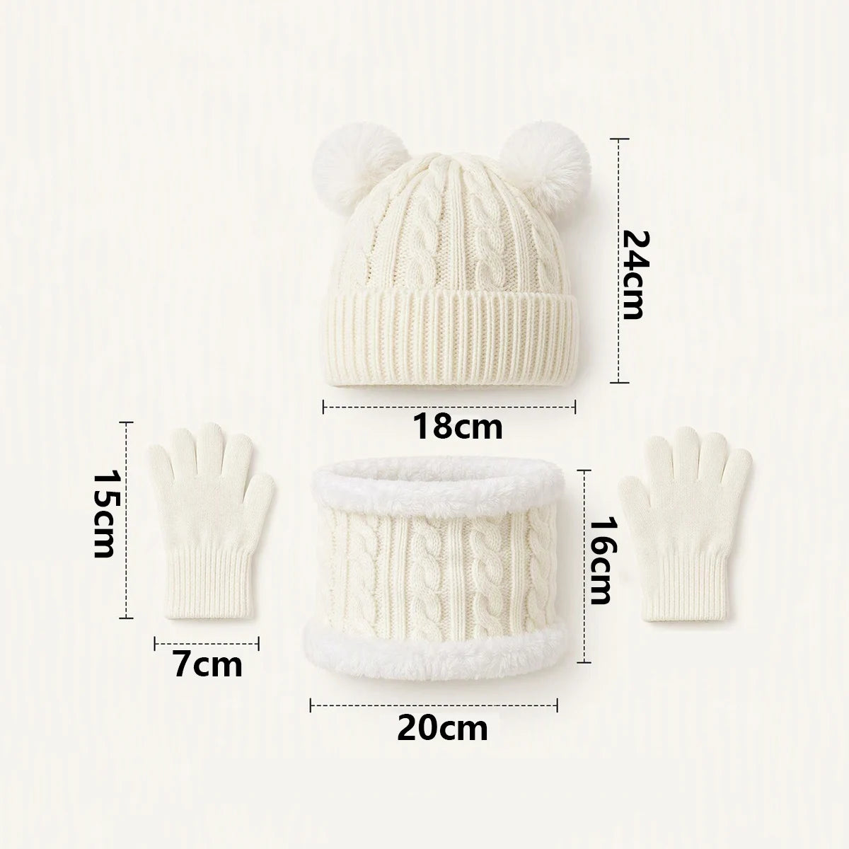 Children's thermal knit fleece winter set with hat, scarf, and gloves by HSF Marketplace
