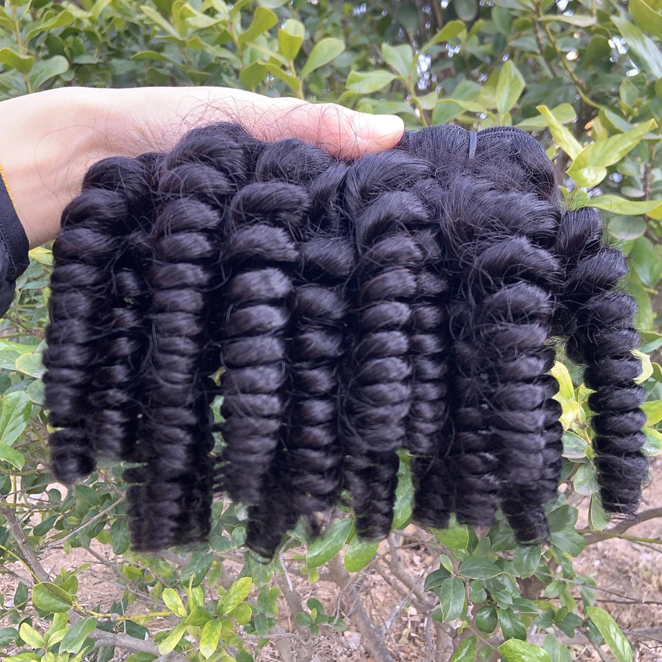 Funmi Loose Human Hair Bundles With Closure Brazilian Virgin Human Hair Weave 4x4 HD Lace Human Hair Wavy And Wet Extensions