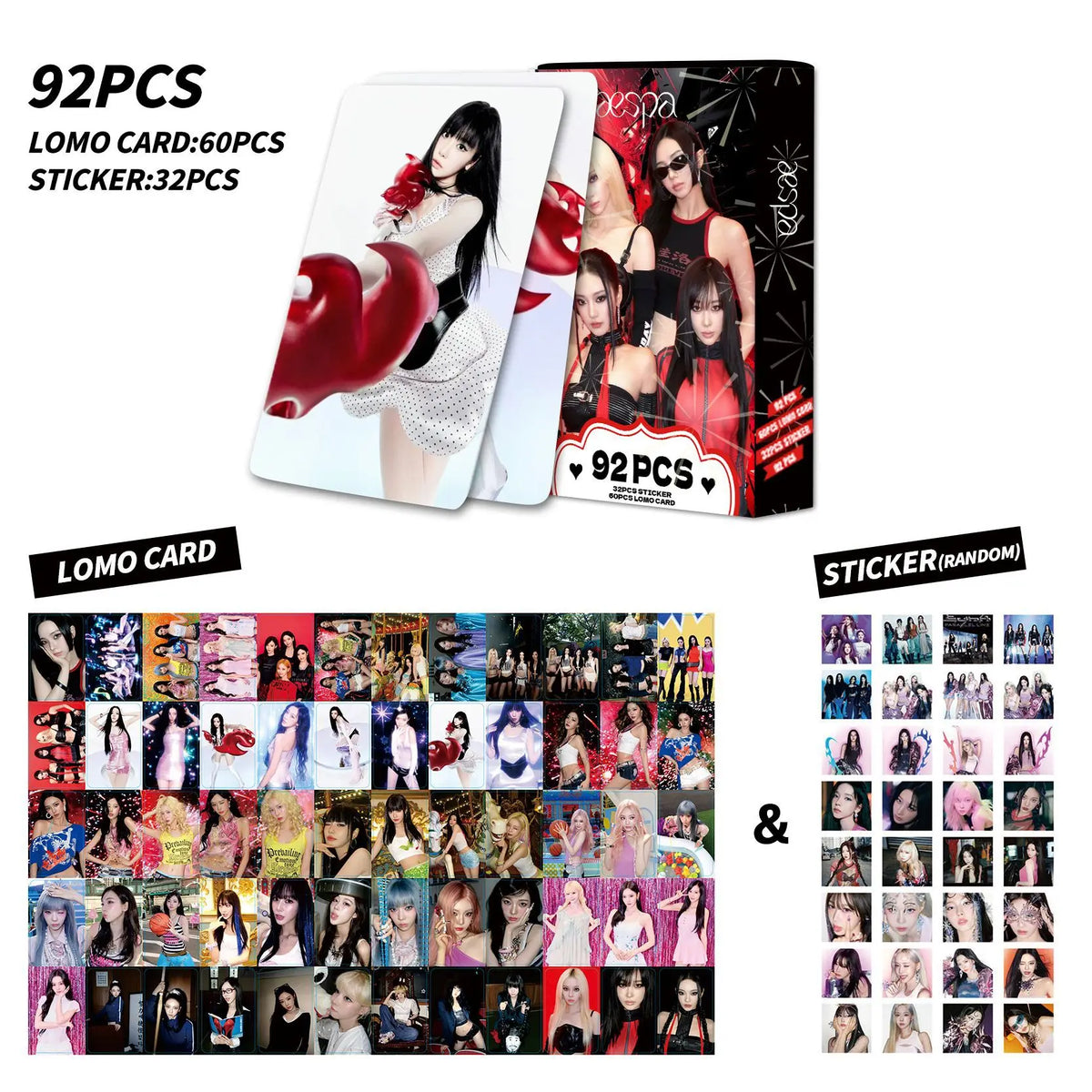 aespa 92-piece K-pop merch set with Lomo photocards and stickers by HSF Marketplace