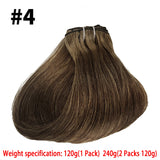 Natural black 100% human hair clip-in extensions, 120g full head, 8-piece set, straight style
