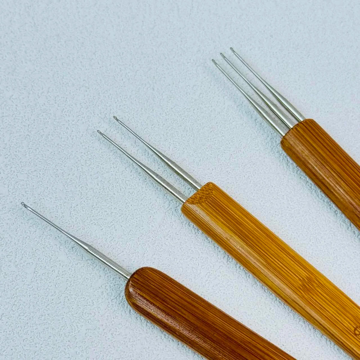 0.75mm Bamboo Crochet Hook 1/2/3 Heads for Dreadlocks Wig Making Hair Weaving Braid Tool