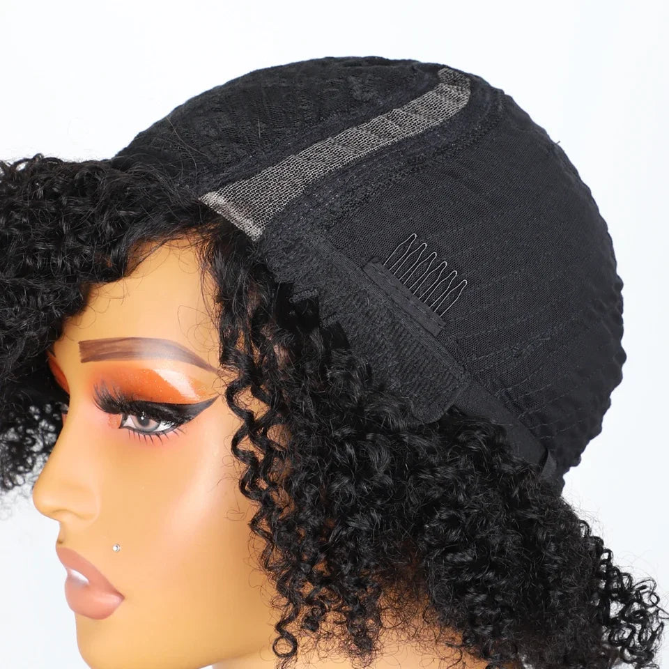 Rebecca Short Kinky Curly Bob Human Hair Wig by HSF Marketplace, featuring water wave Indian bodywave lace wig for women.