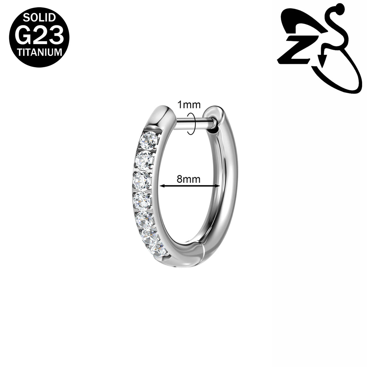 Titanium hoop earrings 18G for helix and cartilage piercings, HSF Marketplace jewelry