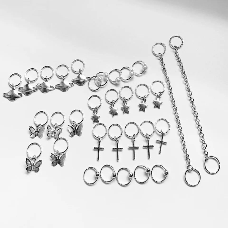 Silver star pearl hair braid dreadlock beads, 10-pack hair styling accessories by HSF Marketplace